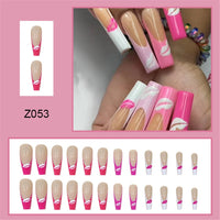 24pcs/Box Pink Ghost Ballerina False Nails with Design French Coffin Fake Nails Press On Nails Detachable Manicure Nail Tips