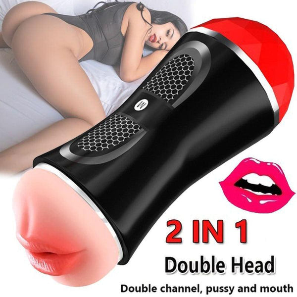 2 In 1 Male Real Vagina Deep Throat Double Masturbator sex toy - Divine Diva Beauty