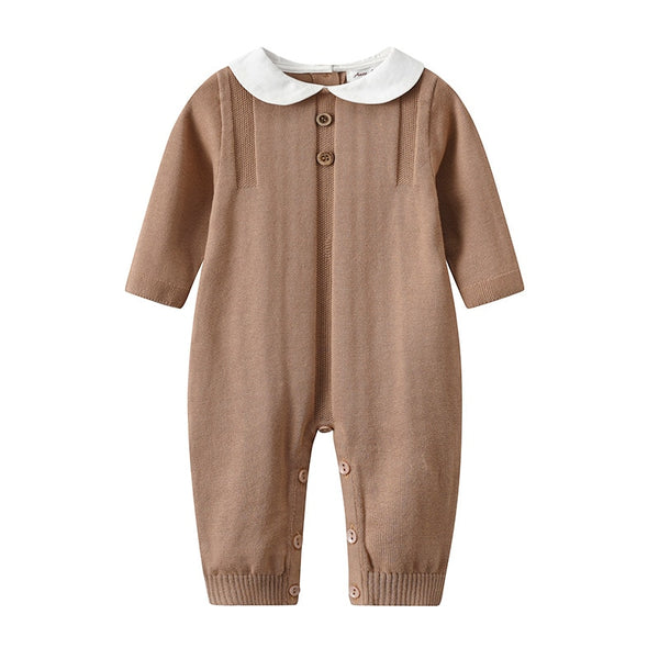 Neck Long Sleeve Newborn Infant Kids Cotton Knitted outfit bby