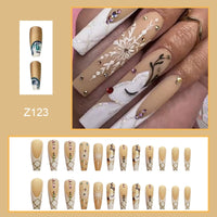 24pcs/box fake nails with Glue Detachable Long Ballerina False Nails With Design Wearable Fake Nails Full Cover Nail Tips