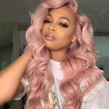****sale****Pink Lace Front Wig Human Hair Wigs  Transparent Lace Closure 14-28 inch Long Straight Brazilian Hair Wigs