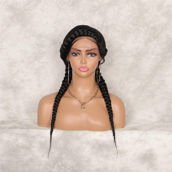 24 Inches Braided Wigs With Baby Hair Dutch Cornrow Box Braid Wigs Lace Front - Divine Diva Beauty
