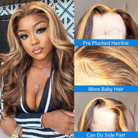 ****SALE***Highlight Wig Human Hair Honey Blonde Body Wave Lace Front Wig 30 32 Inch Brazilian Hair Wigs 13x4 Hd Lace Frontal Wig