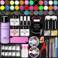 Nail Kit Nails Acrylic Powder Manicure Kit Professional with Liquid Monomer Nail Brush Nail Tips for Nails Extension