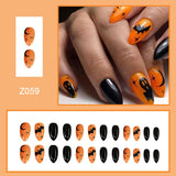 24pcs summer flower design false nails full cover artificial nails with glue Long Paragraph Manicure press on nail