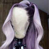 Purple Body Wave Lace Front Human Hair Wigs150Density HD Transparent Lace Frontal Wig Remy Brazilian Hair Pre Plucked