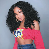 Bouncy Curly Short Bob 16Inches 180Density 13x4 Lace Front Synthetic Hair Wigs Glueless Transparent Lace Wigs