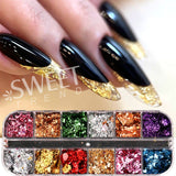 12 Grids Opal Dream Crystal Sequins Nail Flake Galaxy Iridescent Aurora 3D Paillette for Winter Autumn Manicure Decoration