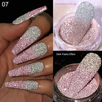 Reflective Glitter Nail Powder Green Red Holographic Nail Art Dust Shinning Chrome Pigment DIY Manicures Decoration