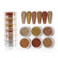 6Pc Iridescent Nail Fine Glitter Sugar Powder Colorful Chrome Pigment Dust for UV Nail Polish Nails Decoration