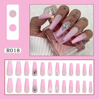 24pcs Marble Grey Fake Nails French Ballerina Long Gradient Design Artificial False Nails Full Coverage Detachable Nails Art - Divine Diva Beauty