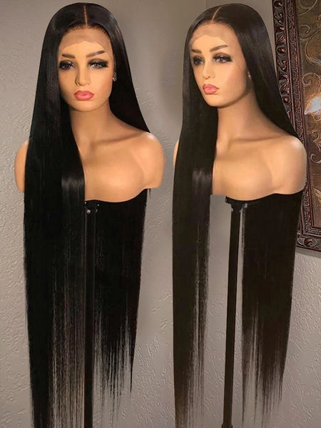 40 Inch Bone Straight Lace Front Human Hair Wigs Brazilian 360 Transparent Lace Frontal Wig Human Hair PrePlucked 13x4