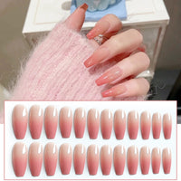 24pcs  Nails With Small Diamond Glue Type Long Paragraph Gradient Color Fashion Manicure Patch False Nails Press On Coffin