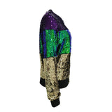 Club Coat Patchwork Sequins O-neck Long Sleeve Sexy Outwear