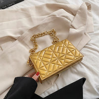 Thick chain Leather Pu Quilted Bag Female Luxury Handbags purse