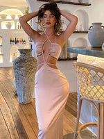 Midi Dress Elegant Satin Sexy Backless Bodycon Dress - Divine Diva Beauty