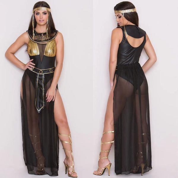 Halloween Cosplay  Egypt Princess Golden Dresses Cleopatra Ancient Egyptian Pharaoh Costume
