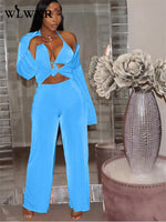3 Three Piece Set  Long Sleeve Top And Pants Sets Female Matching Sets