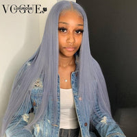 13X4 Lace Frontal Closure Wig Remy Bone Straight Lace Front Wigs Silver Grey Human Hair Pre Plucked 180 Density - Divine Diva Beauty