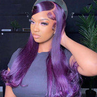 Purple 613 Colored 13x4 Transparent Lace Frontal Wigs Human Hair Wig Brazilian Remy Hair Glueless Full Lace Wigs SALE