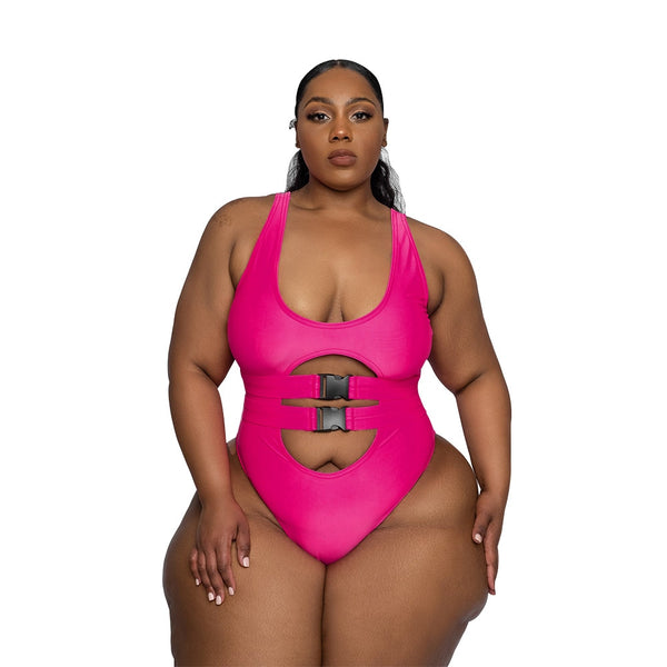 Plus Size avail Swimsuit One Piece Leopard Bodycon Polyester Bathing Suit