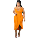 Plus Size avail Bodycon Stretch Sling Solid Maxi Party Dress