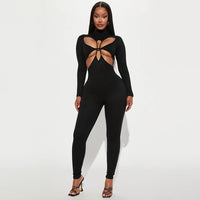 Sexy Hollow Out Twist Knit Rib Jumpsuit bodysuit