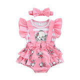 Infant Girl 2Pcs Outfit Pleated Fly Sleeves Cartoon Print bby