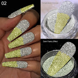 1Box Silver Reflective Nail Powder Color-Change Reflection Glitter Shinning Crystal Rhinestone Powder UV Gel Polish Chrome Dust