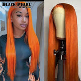 Brazilian Straight Human Hair Wigs Glueless lace Front Wig Orange Color Bob Wig T Part Lace Wigs Pink Color Lace Frontal WIgs