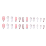 24pcs Simple French gradient long ballet False Nails Shining Crystal Butterfly Fake Nails Press on Nails