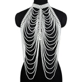 Pearl Body Chain Bra Adjustable Size Shawl Necklaces Collar Shoulder Fashion Tops Chain Necklaces Body Jewelry