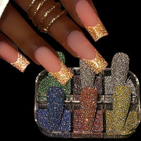 6 Grids Sparkly Reflection Glitter Powder For Nail Reflective Crystal Diamond Effect Sequin Gel Polish Pigment