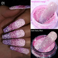 Reflective Glitter Nail Powder Green Red Holographic Nail Art Dust Shinning Chrome Pigment DIY Manicures Decoration