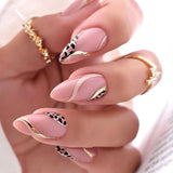 24pcs artificial nails pink french press on nails Sticker Fake Nails Tips With Glue Full Cover Detachable Finished Fingernails