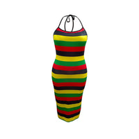 Colorful Striped Print Plus Size avail Summer Long Dress