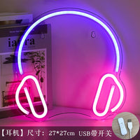 Game Neon Night Light Signs for Wall Playstation Decor, Button Shape Gamer Led Lights Gaming Gifts Ideas for Teen Boys Bedroom home decor