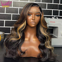 6X6 Closure Wig Highlights Colored 13X4 Transparent Lace Frontal Wig Remy Brazilian Body Wave Human Hair Wig