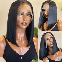 Short Bob Wig Straight T Part Human Hair Wigs for Black Women PrePlucked Transparent Straight Frontal Wig Brazilian Lace Wig SALE