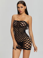 Beach Wear Fishnet Cover Up Hollow Out Fishnet Hip Skirt Night Dress Women Sheer Sexy Lingerie