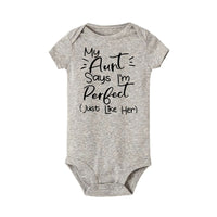 My Aunt Says Im Perfect Letter Printed Infant Toddler onesie bby