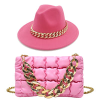 Fedoras Hat Two Hat Oversized Chain Accessory Bag purse