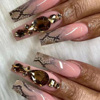 24Pcs Long Ballerina Fake Nails with Wings Pattern Full Cover Manicure Coffin False Nails Press On Nails Wearable Nail Tips