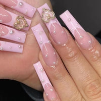 24pcs/box fake nails with Glue Detachable Long Ballerina False Nails With Design Wearable Fake Nails Full Cover Nail Tips