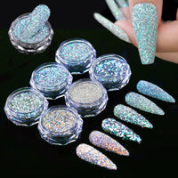 Reflective Nail Art Powder Glitter Nails Super Shinning Crystal Rhinestones Sequins Chrome Pigment UV Gel Polish DIY Decorations