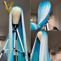 Light Blue Highlight Lace Front Wig 613 Straight Human Hair Wigs For  T Part Wig Transparent Lace Front Wig Pre Plucked