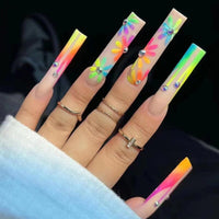 24Pcs Wearable False Nails Black Leopard Print Design Ballerina Fake Nails Long Coffin Press on Nails Full Cover Nail Tips