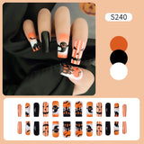 24Pcs Halloween Black Ghost Long Ballet False Nails With Heart Blood Design Halloween Press On Nails Detachable Full Cover Nails