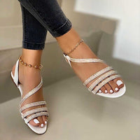 Comfort Slip on Sandals Rhinestones Bling Summer Casual Ladies Flats