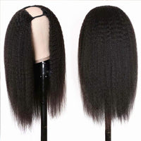 Kinky Straight u Part Wig Human Hair 30 Inch Brazilian Remy Human Hair Glueless U Part Kinky Straight Wig